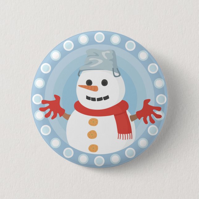 CHRISTMAS WINTER SNOWMAN 6 CM ROUND BADGE (Front)