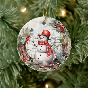 Christmas Winter Snowman Ceramic Tree Decoration