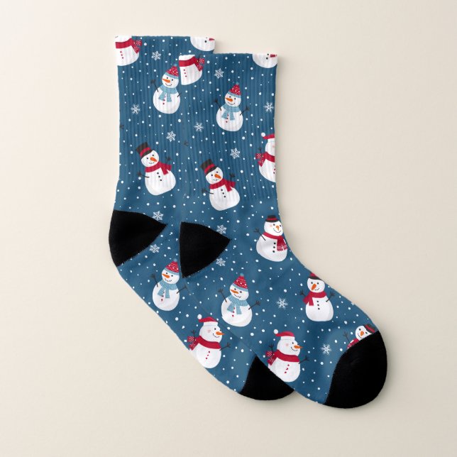 CHRISTMAS WINTER SNOWMAN CUSTOMIZABLE MONOGRAM SOCKS (Pair)