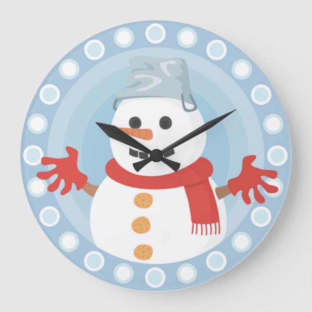 CHRISTMAS WINTER SNOWMAN LARGE CLOCK (Front)