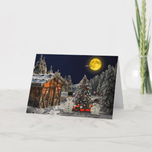 Christmas Winter Snowman Scene Holiday Card