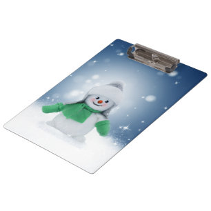 Christmas winter snowman SlipperyJoe green scarf m Clipboard
