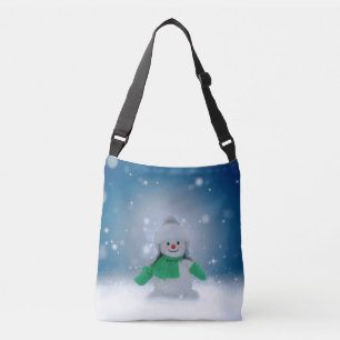 Christmas winter snowman SlipperyJoe green scarf m Crossbody Bag