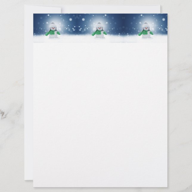 Christmas winter snowman SlipperyJoe green scarf m Custom Letterhead (Front)