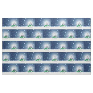 Christmas winter snowman SlipperyJoe green scarf m Fabric
