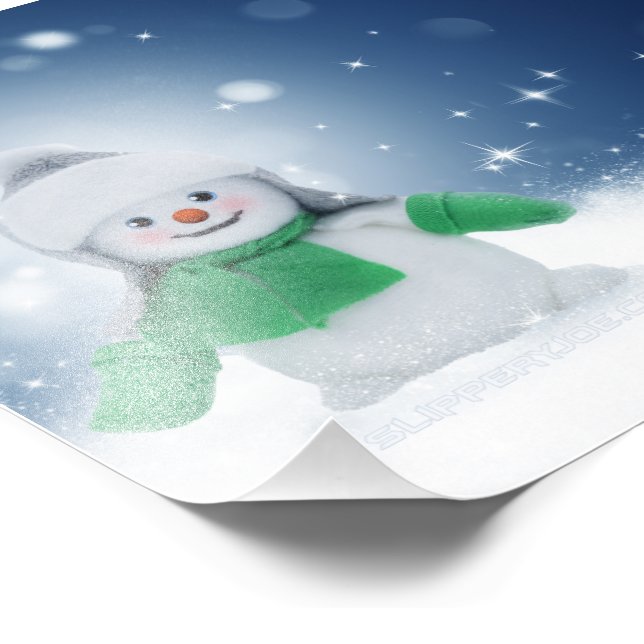 Christmas winter snowman SlipperyJoe green scarf m Photo Print (Corner)