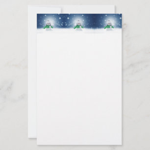 Christmas winter snowman SlipperyJoe green scarf m Stationery