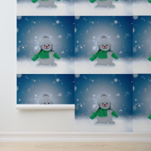 Christmas winter snowman SlipperyJoe green scarf m Wallpaper