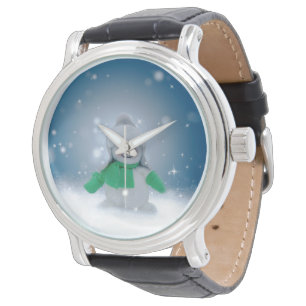 Christmas winter snowman SlipperyJoe green scarf m Watch