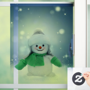 Christmas winter snowman SlipperyJoe green scarf m Window Cling
