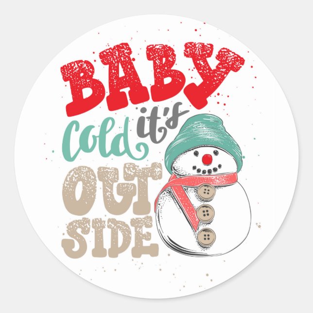 Christmas Winter Snowman Sticker (Front)