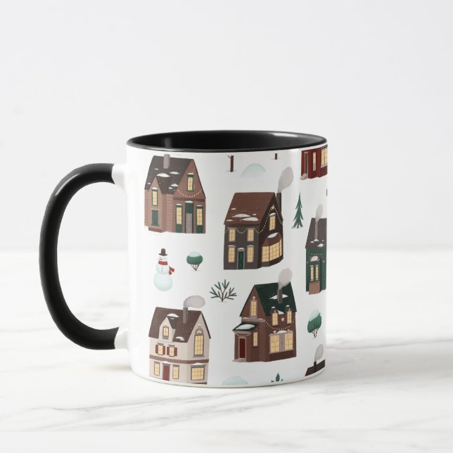 Christmas Winter Snowy Houses Mug (Left)