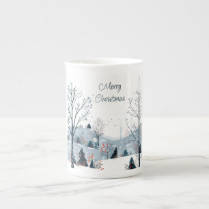 Christmas winter snowy landscape Merry Christmas Bone China Mug
