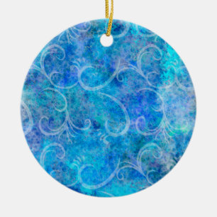 Christmas Winter Storm Victorian Filigree Swirls B Ceramic Tree Decoration