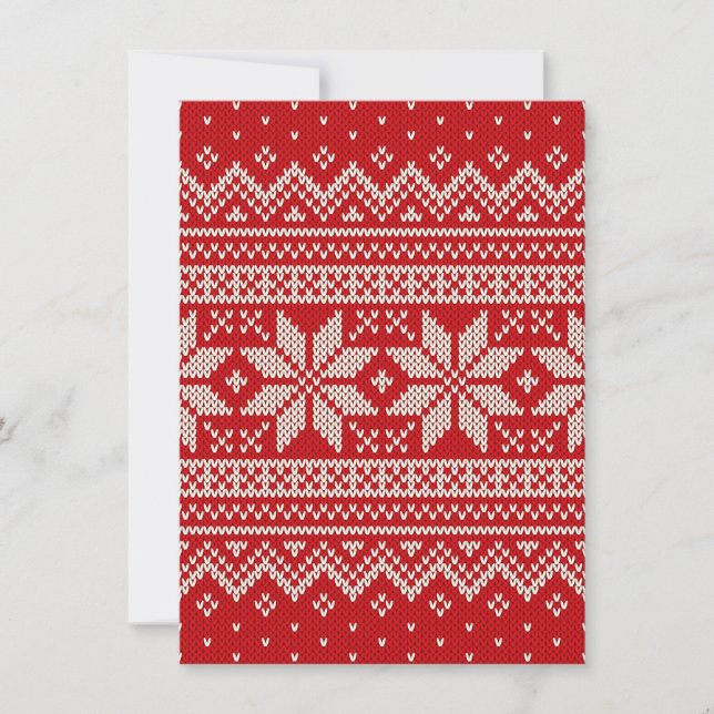 Christmas Winter Sweater Knitting Pattern - RED Holiday Card (Front)