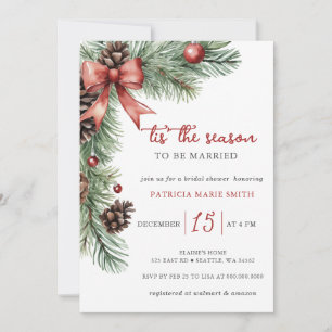 Christmas Winter Tis The Season Bridal Shower Invitation