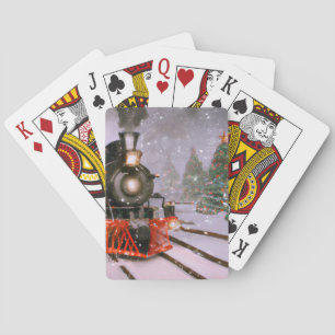 Christmas/Winter train in the snow Playing Cards