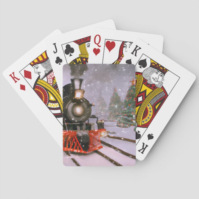 Christmas/Winter train in the snow Playing Cards (Back)