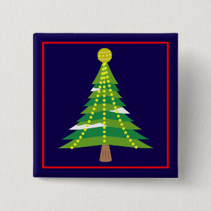 Christmas Winter Tree with Lights-15044 15 Cm Square Badge