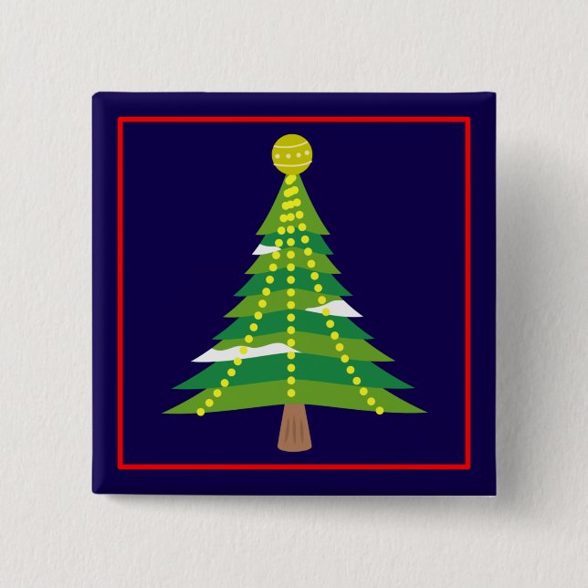 Christmas Winter Tree with Lights-15044 15 Cm Square Badge (Front)