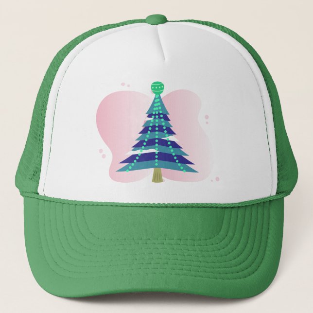 Christmas Winter Tree with Pink Splash-56434 Trucker Hat (Front)