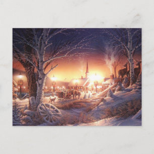 Christmas Winter Village Holiday Postcard