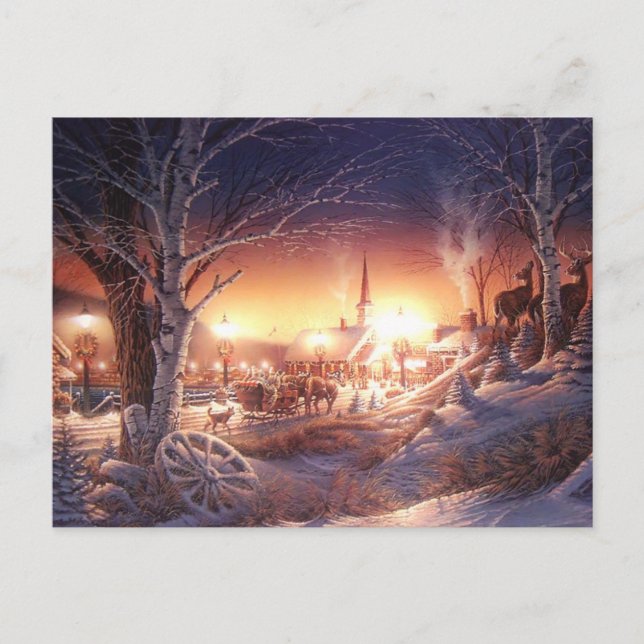 Christmas Winter Village Holiday Postcard (Front)