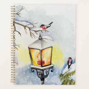 Christmas winter watercolor landscape planner