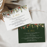 Christmas Winter Wedding Details Enclosure Card<br><div class="desc">Boho Rustic Christmas Pine Botanical Lights Winter Holiday Wedding Details Card. Bohemian Style Drop Botanicals Details Card with Elegant Lights and Simple Rustic Pine Botanicals in Hand-printed Watercolor. The Green background colour is gorgeous for boho weddings and Christmas weddings. Simple,  printable Details Card for holiday and winter weddings.</div>