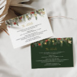 Christmas Winter Wedding Details Enclosure Card<br><div class="desc">Boho Rustic Christmas Pine Botanical Lights Winter Holiday Wedding Details Card. Bohemian Style Drop Botanicals Details Card with Elegant Lights and Simple Rustic Pine Botanicals in Hand-printed Watercolor. The Green background colour is gorgeous for boho weddings and Christmas weddings. Simple,  printable Details Card for holiday and winter weddings.</div>