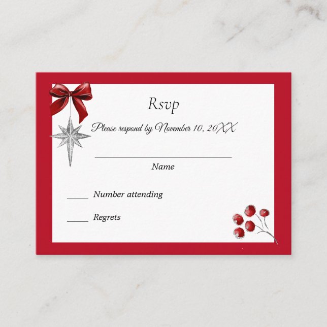 Christmas Winter Wedding Invitation RSVP (Front)