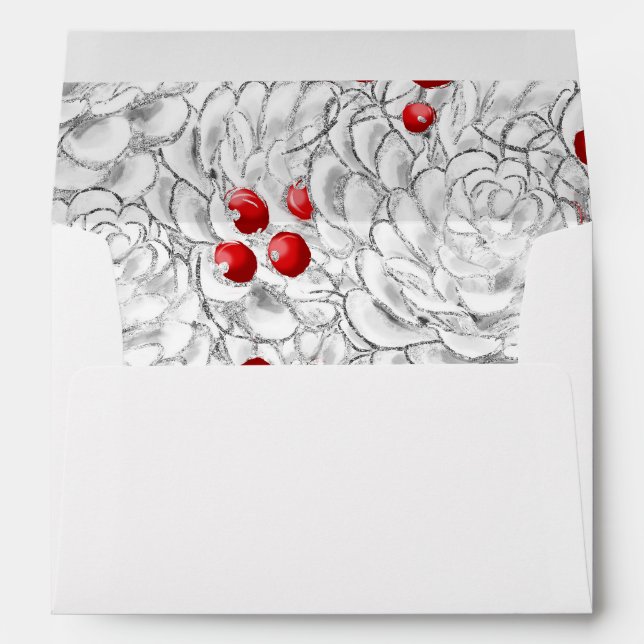 Christmas Winter Wedding Pine Cone Envelope (Back (Bottom))