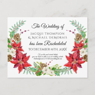 Christmas Winter Wedding Postponed Rescheduled Postcard