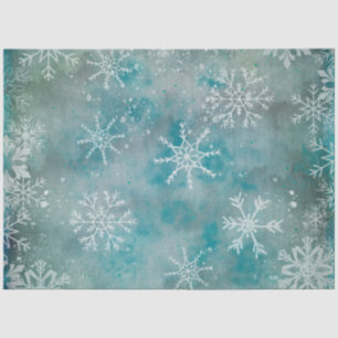 Christmas Winter White Snowflakes On Blue  Tissue Paper