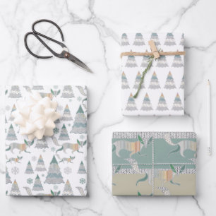 Christmas Winter Wonder Tree Wrapping Paper Sheet
