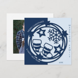 Christmas Winter Wonderland Photo Faux Papercut Holiday Card