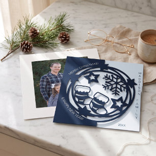 Christmas Winter Wonderland Photo Faux Papercut  Holiday Card