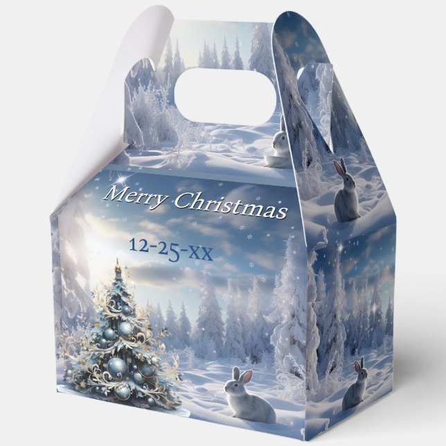 Christmas Winter Wonderland Snow Bunny  Favour Box (Front)