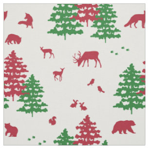 Christmas Winter Woodland Animals Deer Fox Bear Fabric