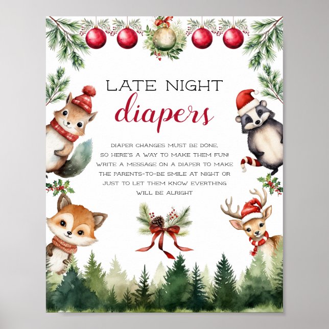 Christmas Winter Woodland Animals Poster (Front)