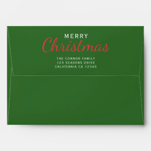 Christmas Winter Woodland Green Return Address  Envelope