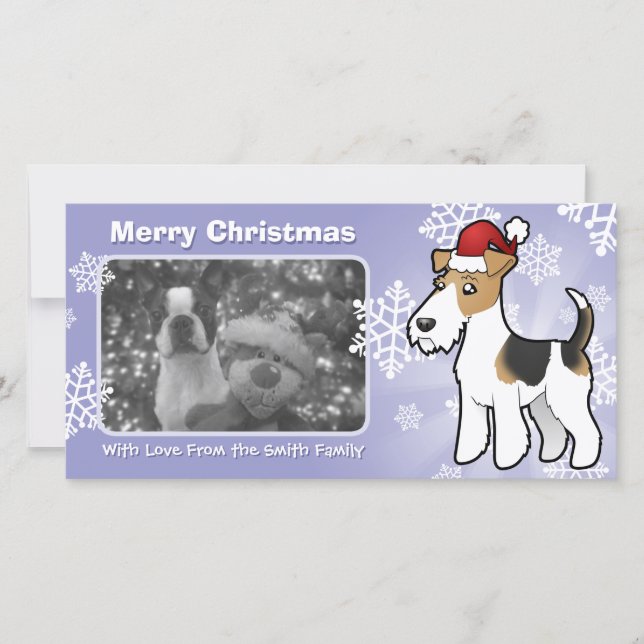 Christmas Wire Fox Terrier Holiday Card (Front)