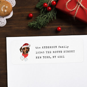 Christmas Wire Haired Dachshund Dog Return Address