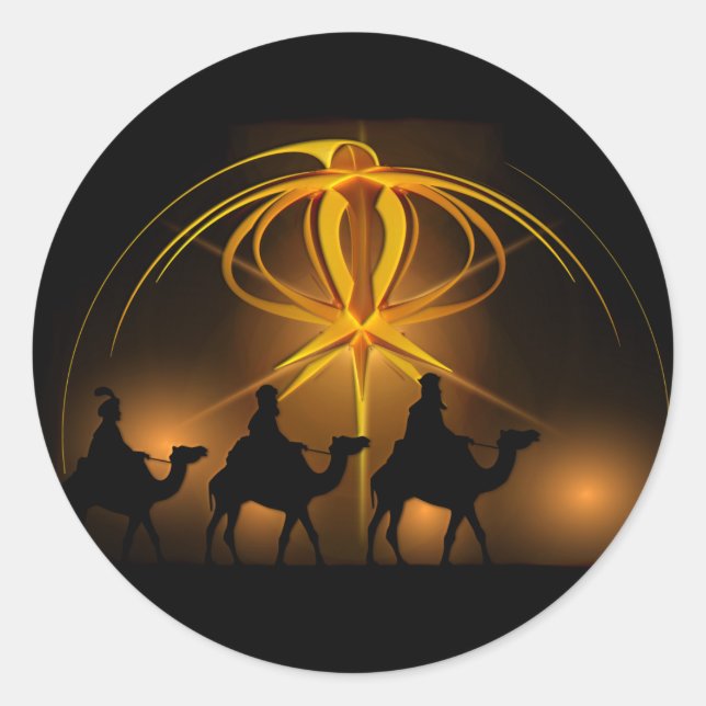 Christmas Wise Men Golden Star of Bethlehem Classic Round Sticker (Front)