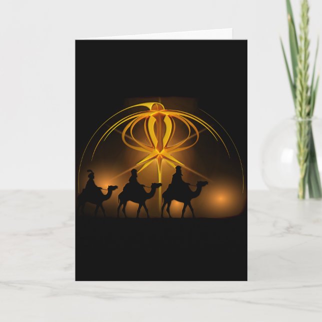 Christmas Wise Men Golden Star of Bethlehem Holiday Card (Front)
