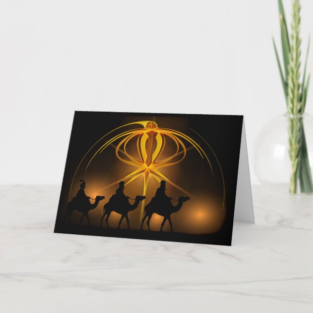 Christmas Wise Men Golden Star of Bethlehem Holiday Card (Front)