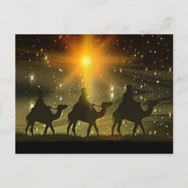 Christmas Wise Men Golden Star of Bethlehem Holiday Postcard (Front)