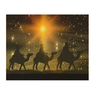 Christmas Wise Men Golden Star of Bethlehem Wood Wall Art