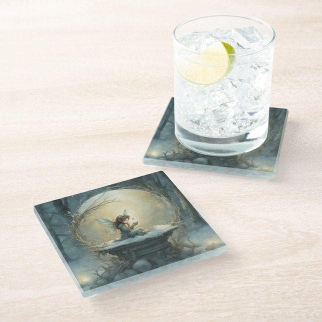 Christmas Wish Glass Coaster (Angled)