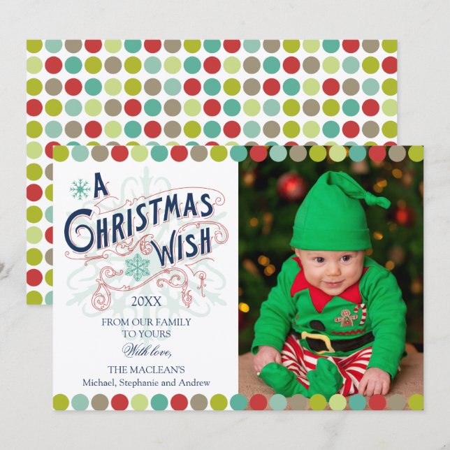Christmas Wish Holiday Photo Card (Front/Back)